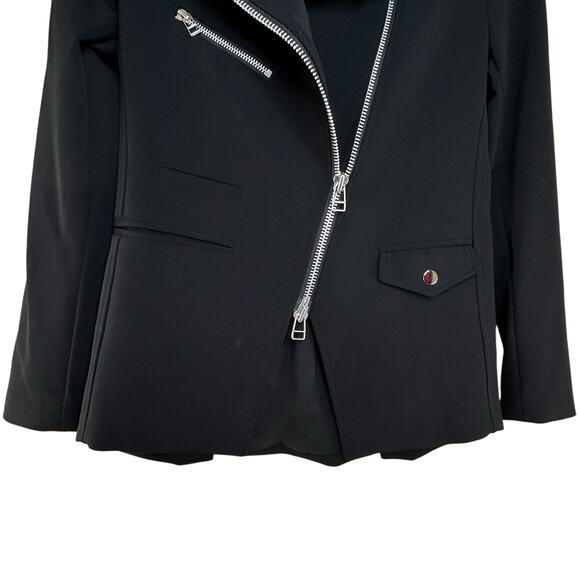 Veronica Beard Hadley Moto Scuba Jacket Size 0 Black Dickey Compatible ASO - Picture 10 of 12